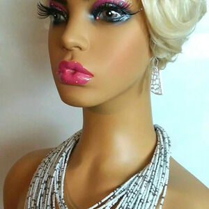 New White Silver Beaded Necklace Set